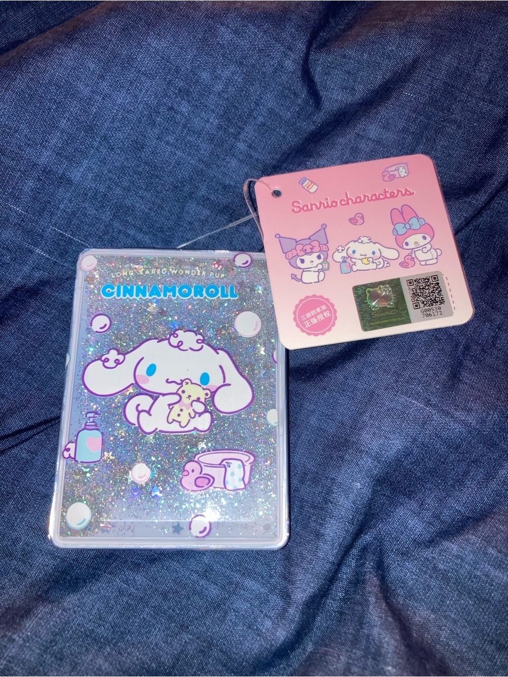 Sanrio Cinnamoroll Holographic Glitter Compact Mirror – Blue & Pink